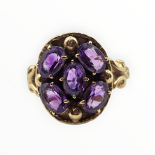 Load image into Gallery viewer, 2960- Vintage 9ct Gold Purple Amethysts Cluster Ring-
