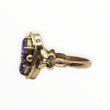 Load image into Gallery viewer, 2960- Vintage 9ct Gold Purple Amethysts Cluster Ring-
