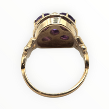 Load image into Gallery viewer, 2960- Vintage 9ct Gold Purple Amethysts Cluster Ring-
