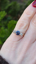 Load image into Gallery viewer, 6485:Vintage: 18ct Gold Platinum Cornflower Blue Sapphire Diamonds (0.34ct) 3-Stone
