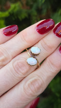 Load image into Gallery viewer, 2573: Vintage 14ct Gold Cabochon White Opals Bypass Ring
