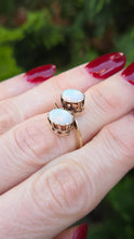 Load image into Gallery viewer, 2573: Vintage 14ct Gold Cabochon White Opals Bypass Ring
