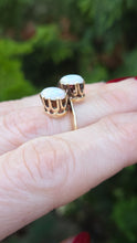 Load image into Gallery viewer, 2573: Vintage 14ct Gold Cabochon White Opals Bypass Ring

