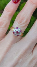 Load image into Gallery viewer, 2715 Vintage 18ct Gold Rubies Diamonds Geometric Set Ring
