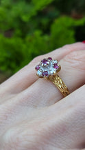 Load image into Gallery viewer, 2715 Vintage 18ct Gold Rubies Diamonds Geometric Set Ring
