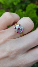Load image into Gallery viewer, 2715 Vintage 18ct Gold Rubies Diamonds Geometric Set Ring
