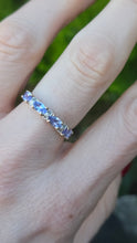 Load image into Gallery viewer, 2757: Vintage 9ct Gold Violet Blue Tanzanites Diamonds Stacker/Half Eternity Ring
