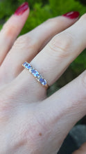 Load image into Gallery viewer, 2757: Vintage 9ct Gold Violet Blue Tanzanites Diamonds Stacker/Half Eternity Ring
