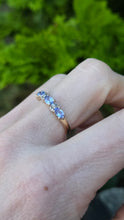 Load image into Gallery viewer, 2757: Vintage 9ct Gold Violet Blue Tanzanites Diamonds Stacker/Half Eternity Ring
