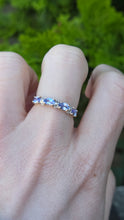 Load image into Gallery viewer, 2757: Vintage 9ct Gold Violet Blue Tanzanites Diamonds Stacker/Half Eternity Ring
