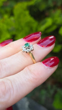 Load image into Gallery viewer, 1061: Vintage: 18ct Gold Emerald Diamonds Flower Head Ring- From 1975
