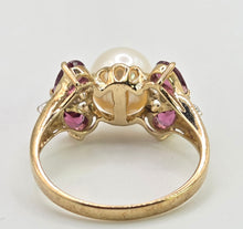 Load image into Gallery viewer, 2640: Vintage 9ct Gold Pearl, Almandine, Garnets Diamonds Dress Ring
