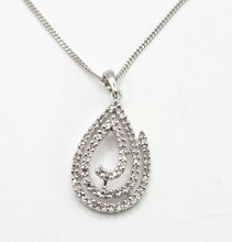 Load image into Gallery viewer, 2650: Vintage 9ct White Gold Necklace (44cm) Multi-Diamonds Pendant
