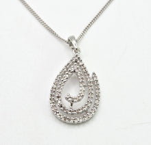 Load image into Gallery viewer, 2650: Vintage 9ct White Gold Necklace (44cm) Multi-Diamonds Pendant
