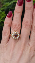 Load image into Gallery viewer, 1421: Vintage: Large 9ct Gold Garnet Seed Pearls Cocktail Ring-From 1963
