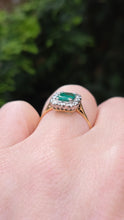Load image into Gallery viewer, 2570: Vintage 18ct Gold Platinum Set Emerald Diamonds Cluster Ring- From 1964
