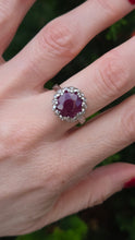 Load image into Gallery viewer, 2711 Vintage Platinum Large Ruby &amp; Diamonds Cocktail Ring- Lush!
