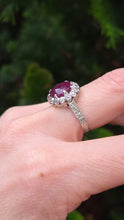 Load image into Gallery viewer, 2711 Vintage Platinum Large Ruby &amp; Diamonds Cocktail Ring- Lush!
