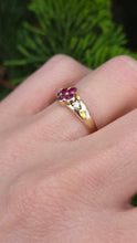 Load image into Gallery viewer, 2796 Vintage 9ct Gold Rubies Diamonds Geometric Set Dress Ring

