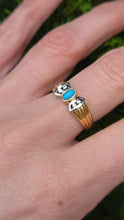 Load image into Gallery viewer, 1204: Vintage: 18ct Gold Turquoise Diamonds Dress Ring
