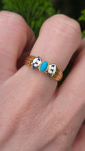 Load image into Gallery viewer, 1204: Vintage: 18ct Gold Turquoise Diamonds Dress Ring
