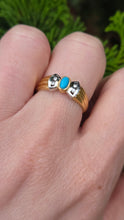 Load image into Gallery viewer, 1204: Vintage: 18ct Gold Turquoise Diamonds Dress Ring
