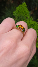 Load image into Gallery viewer, 1415: Vintage: 9ct Gold Citrine &amp; Diopsides Dress Ring
