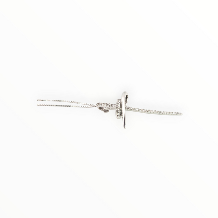 2656: Vintage 9ct White Gold Necklace (40cm) & Diamonds Cross Pendant