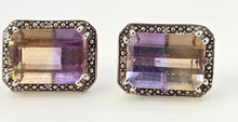 Load image into Gallery viewer, 2663: Vintage 9ct White Gold Large Ametrine Diamonds Stud Earrings
