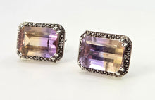 Load image into Gallery viewer, 2663: Vintage 9ct White Gold Large Ametrine Diamonds Stud Earrings
