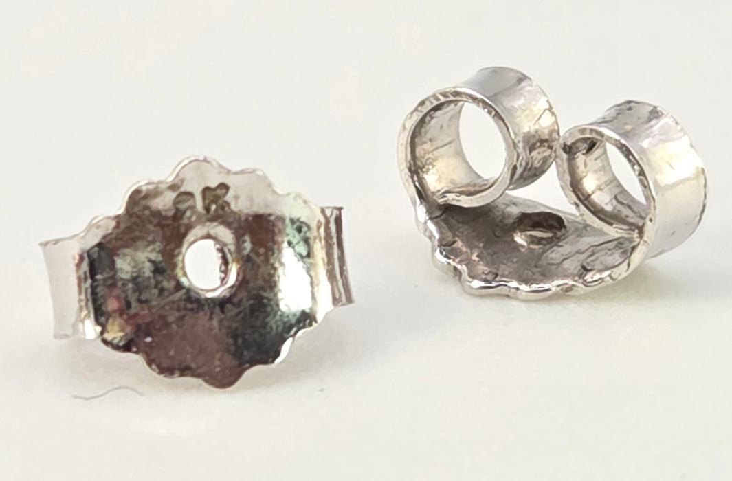 2663: Vintage 9ct White Gold Large Ametrine Diamonds Stud Earrings