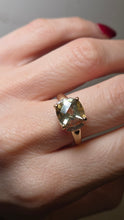 Load image into Gallery viewer, 2933: Vintage 9ct Gold Mint Green Citrine 10 Diamonds Dress Ring
