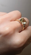 Load image into Gallery viewer, 2933: Vintage 9ct Gold Mint Green Citrine 10 Diamonds Dress Ring
