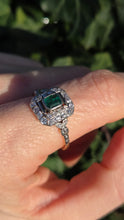 Load image into Gallery viewer, 2916: Vintage: Art Deco 18ct Gold Platinum Emerald 34 Natural Diamonds Panel Ring
