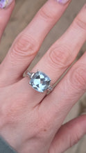 Load image into Gallery viewer, 2951: Vintage 14ct White Gold Blue Aquamarine (6.57ct) Diamonds Cocktail Ring
