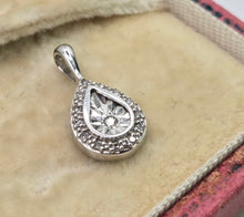 Load image into Gallery viewer, 1224: Vintage &amp; Petite 9ct White God 14 Natural Diamonds Pendant
