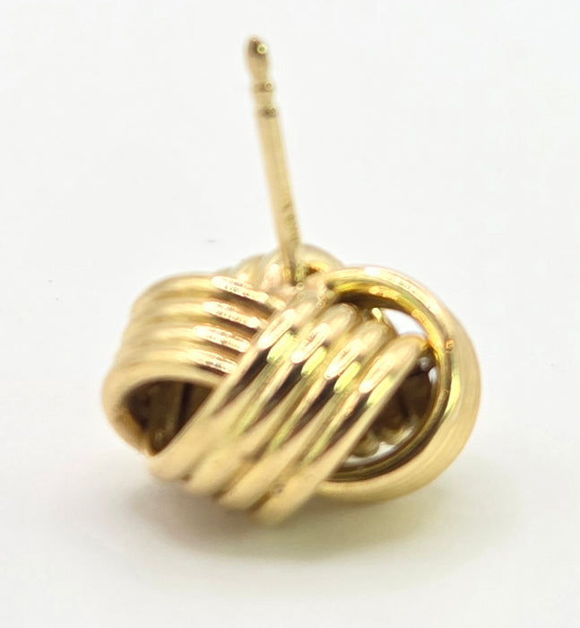 2636: Vintage, Classic 18ct Gold Woven Lovers Knot Stud Earrings- Pristine
