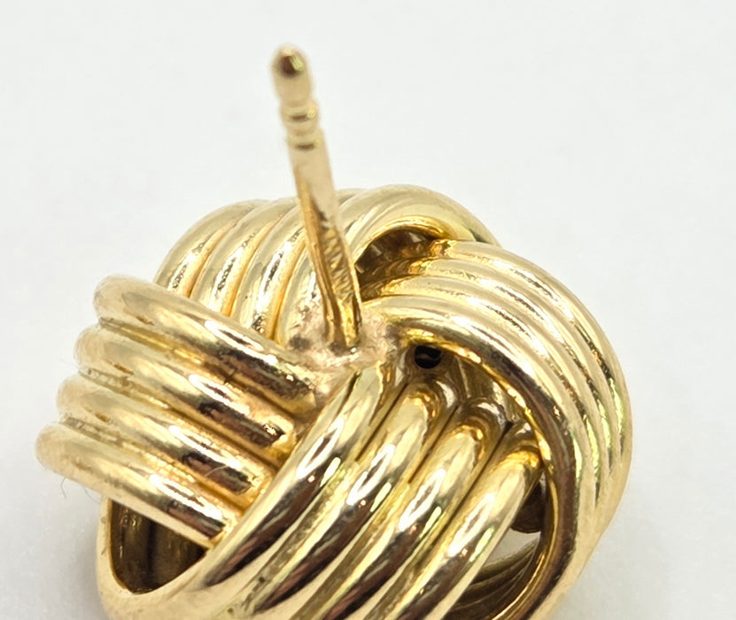 2636: Vintage, Classic 18ct Gold Woven Lovers Knot Stud Earrings- Pristine