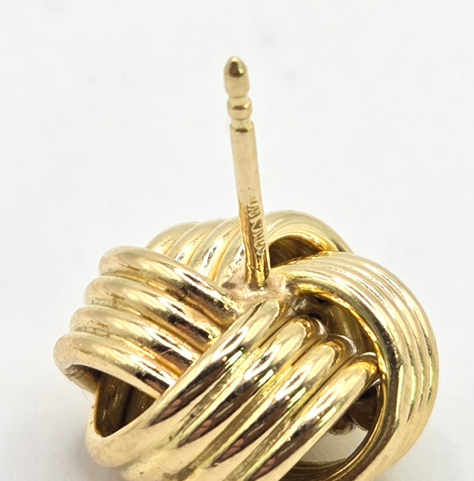 2636: Vintage, Classic 18ct Gold Woven Lovers Knot Stud Earrings- Pristine