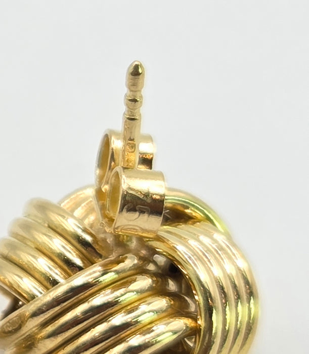 2636: Vintage, Classic 18ct Gold Woven Lovers Knot Stud Earrings- Pristine
