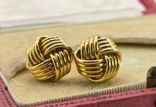Load image into Gallery viewer, 2636: Vintage, Classic 18ct Gold Woven Lovers Knot Stud Earrings- Pristine
