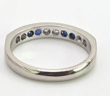 Load image into Gallery viewer, 2828: Vintage 18ct White Gold Sapphire &amp; Diamonds Half-Eternity/Stacker Ring
