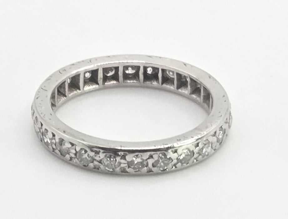 2946: Vintage 18ct White Gold Natural Diamonds (1.2ct) Full-Eternity Ring