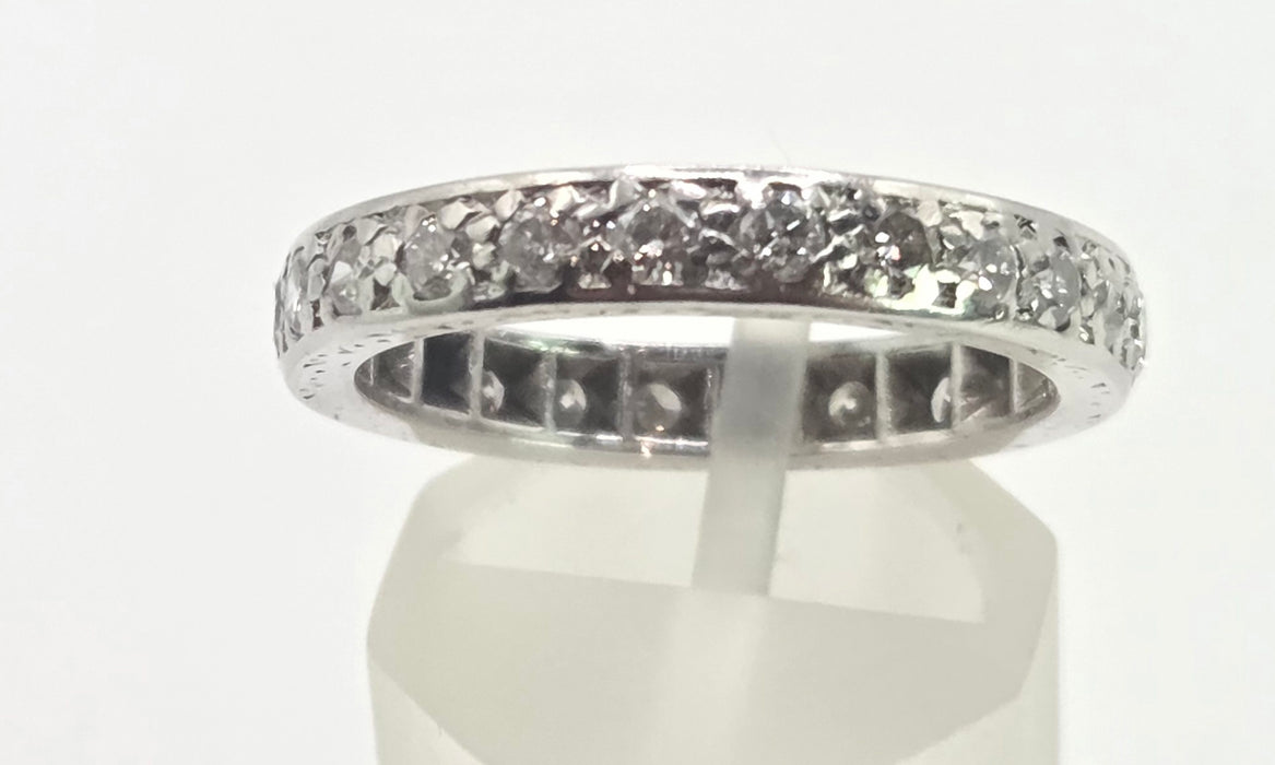 2946: Vintage 18ct White Gold Natural Diamonds (1.2ct) Full-Eternity Ring