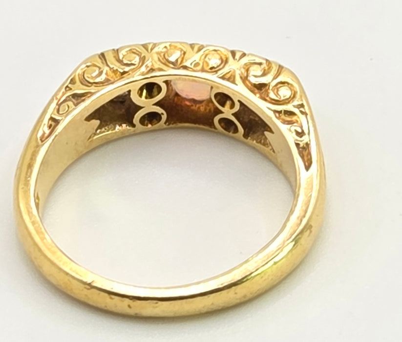 2969 Vintage: 18ct Yellow Gold Opal & Diamond Trilogy Ring — From 1968