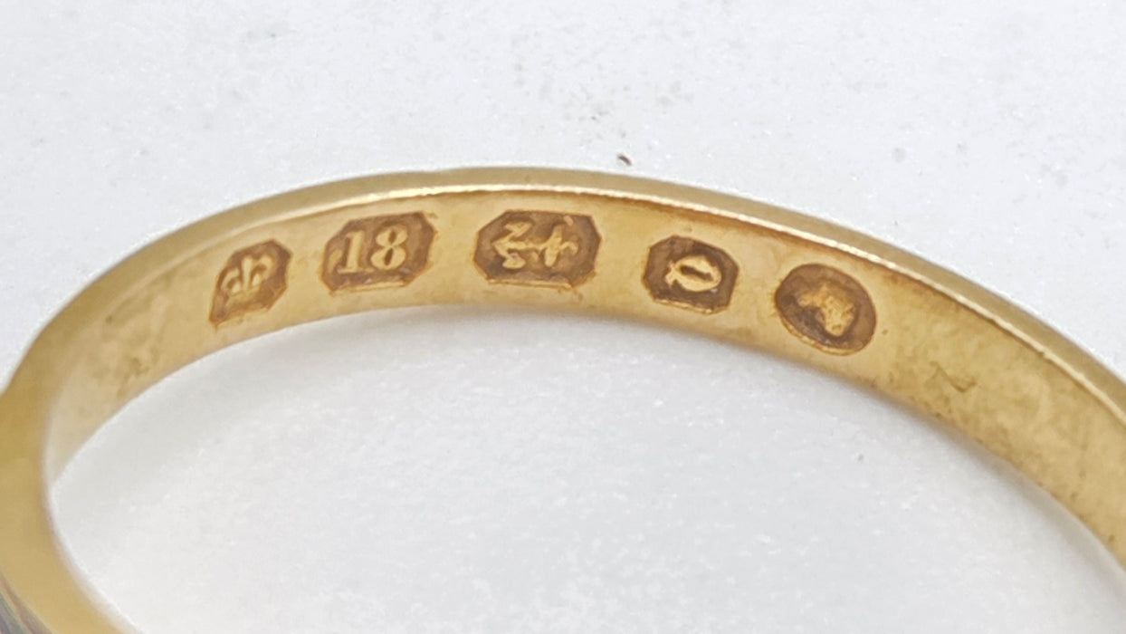 2668: Antique 18ct Gold Diamonds Seed Pearl "In Memory of " Ring- From 1865
