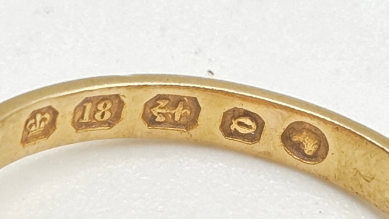 2668: Antique 18ct Gold Diamonds Seed Pearl "In Memory of " Ring- From 1865