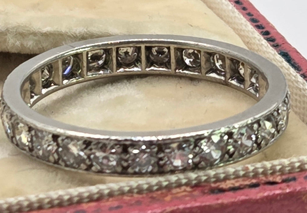 2667: Vintage Platinum 24 Natural Sparkling Diamonds (1.3ct) Eternity Ring- Size S