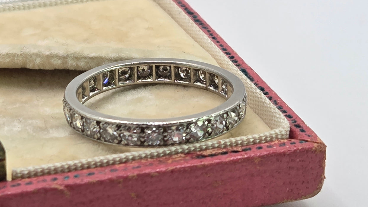 2667: Vintage Platinum 24 Natural Sparkling Diamonds (1.3ct) Eternity Ring- Size S