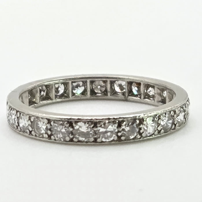 2667: Vintage Platinum 24 Natural Sparkling Diamonds (1.3ct) Eternity Ring- Size S